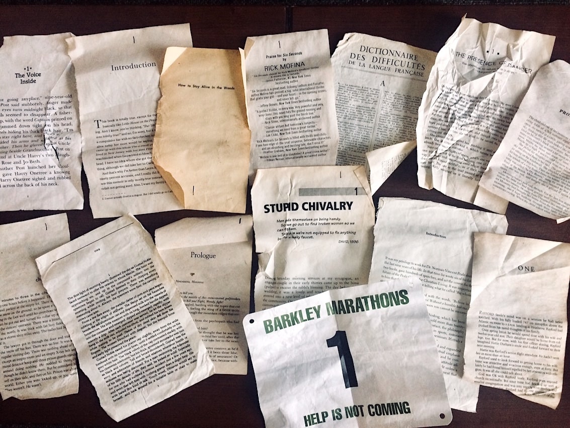 The Barkley Marathons, 13 pages from 13 books successfully collected by Kaz on loop 1.
