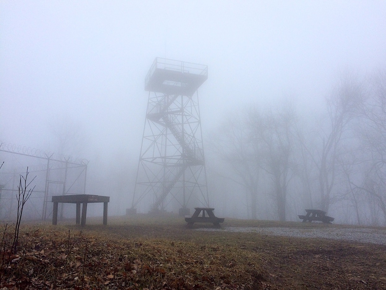 The Barkley Marathons Fire Tower at the top of Rat Jaw.